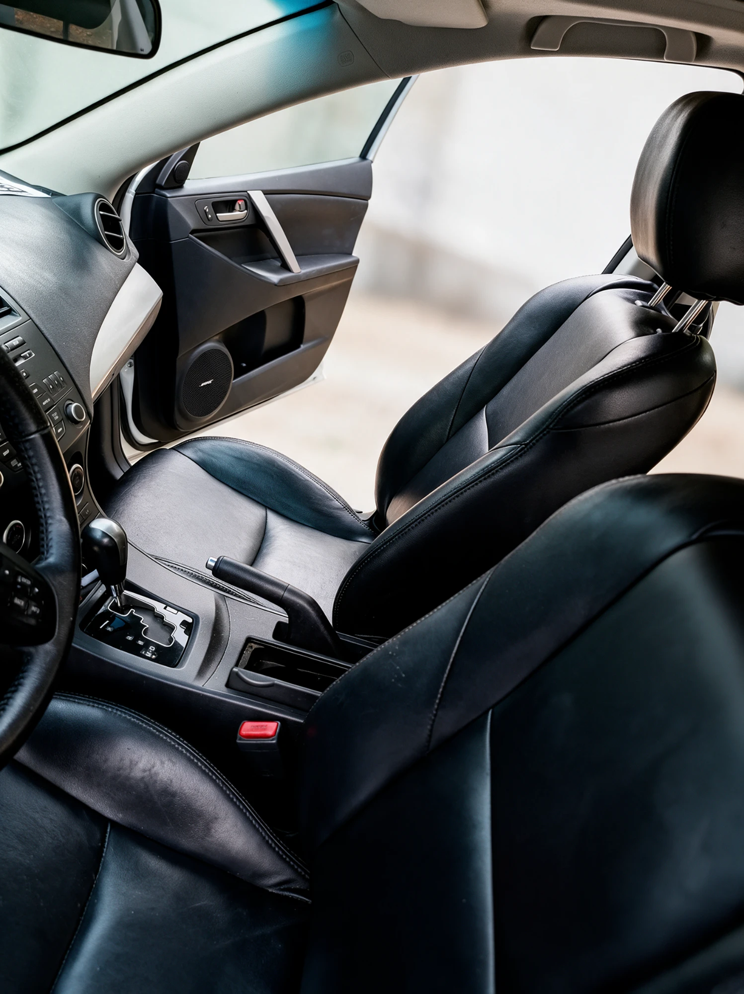 Freshly detailed black leather interior